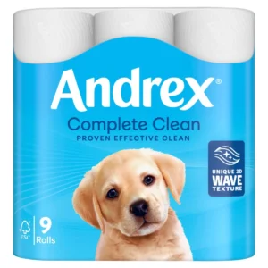 Andrex Complete Clean Toilet Tissue, 2-Ply, 9 Rolls
