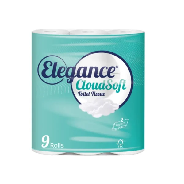 Elegance CloudSoft Toilet Tissue 2-Ply 9 Rolls (1)