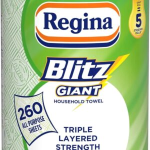 Regina Blitz Giant Household Towels, 3-Ply, 1 Jumbo Roll (260 Sheets) 1 Thick White
