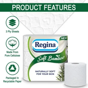 Regina Soft Bamboo Toilet Tissue, 3-Ply, 12 Rolls