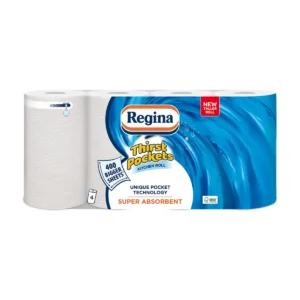 Regina Thirst Pockets Kitchen Roll, 2-Ply, 4 Rolls
